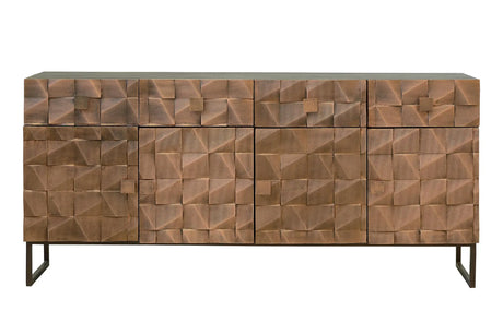 Giner and Colomer - Mango Wood Sideboard (4 Doors, 4 Drawers) With Bronze & Iron Base