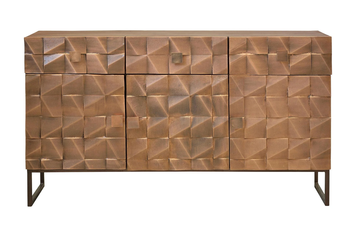 Giner and Colomer - Mango Wood Sideboard (3 Doors, 3 Drawers) Bronze & Iron Base