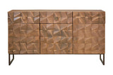 Giner and Colomer - Mango Wood Sideboard (3 Doors, 3 Drawers) Bronze & Iron Base