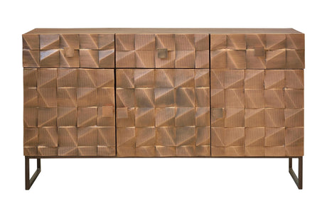 Giner and Colomer - Mango Wood Sideboard (3 Doors, 3 Drawers) Bronze & Iron Base