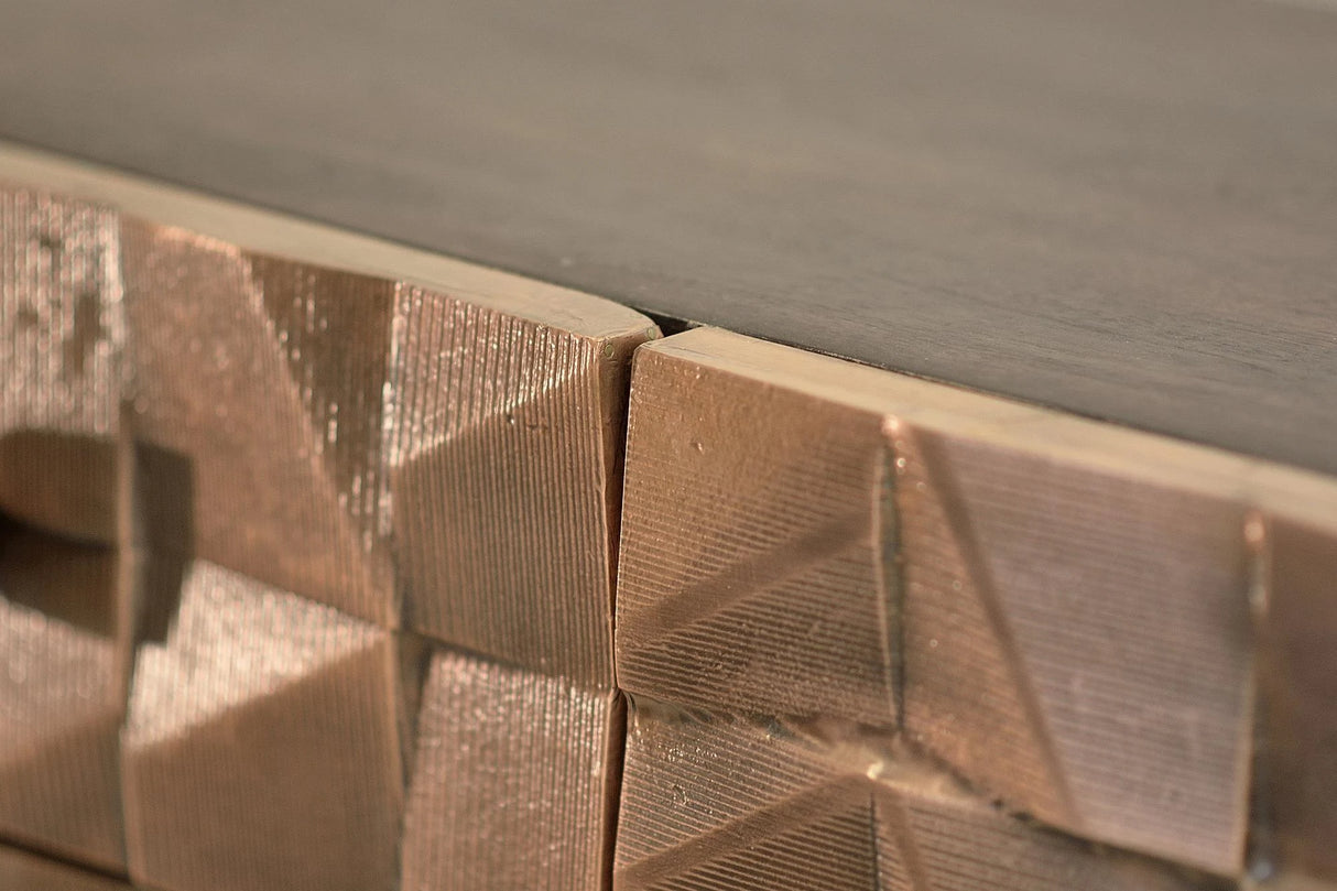 Giner and Colomer - Mango Wood Sideboard (3 Doors, 3 Drawers) Bronze & Iron Base