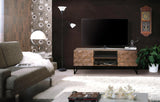 Giner and Colomer - 2-Door Mango Wood TV Furniture With Bronze & Iron Base
