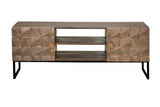 Giner and Colomer - 2-Door Mango Wood TV Furniture With Bronze & Iron Base