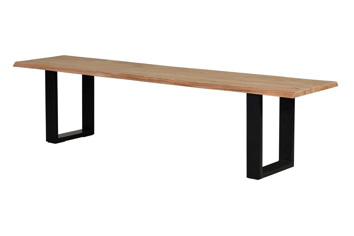 Giner and Colomer - Acacia Wood Bench With Black Iron Legs (180 cm)