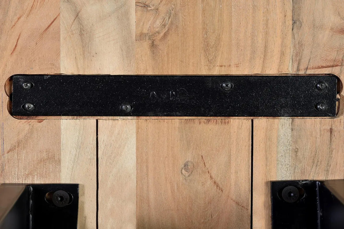 Giner and Colomer - Acacia Wood Bench With Black Iron Legs (180 cm)