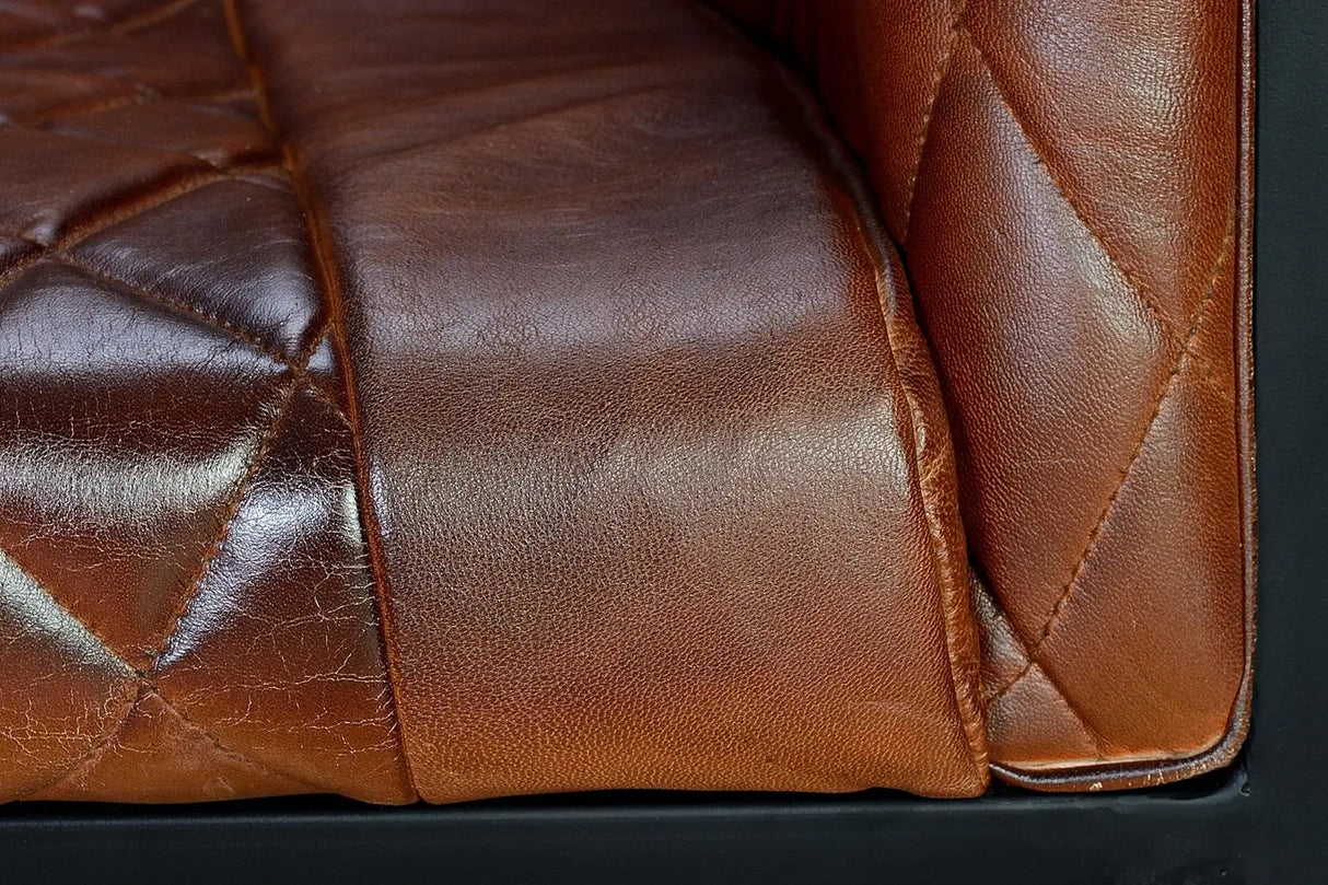 Giner and Colomer - Leather Armchair With Iron Frame (Seat Height: 50 cm)