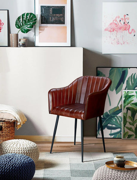 Giner and Colomer - Leather Chair With Iron Legs (Seat Height: 51 cm)