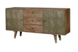 Giner and Colomer - Mango Wood Sideboard With 3 Drawers & 2 Bronze-Relief Doors
