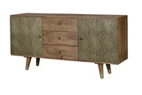 Giner and Colomer - Mango Wood Sideboard With 3 Drawers & 2 Bronze-Relief Doors