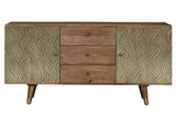 Giner and Colomer - Mango Wood Sideboard With 3 Drawers & 2 Bronze-Relief Doors