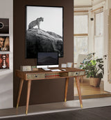 Giner and Colomer - 2-Drawer Mango Wood Desk With Bronze-Relief Fronts