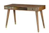 Giner and Colomer - 2-Drawer Mango Wood Desk With Bronze-Relief Fronts