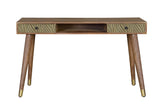 Giner and Colomer - 2-Drawer Mango Wood Desk With Bronze-Relief Fronts