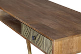 Giner and Colomer - 2-Drawer Mango Wood Desk With Bronze-Relief Fronts