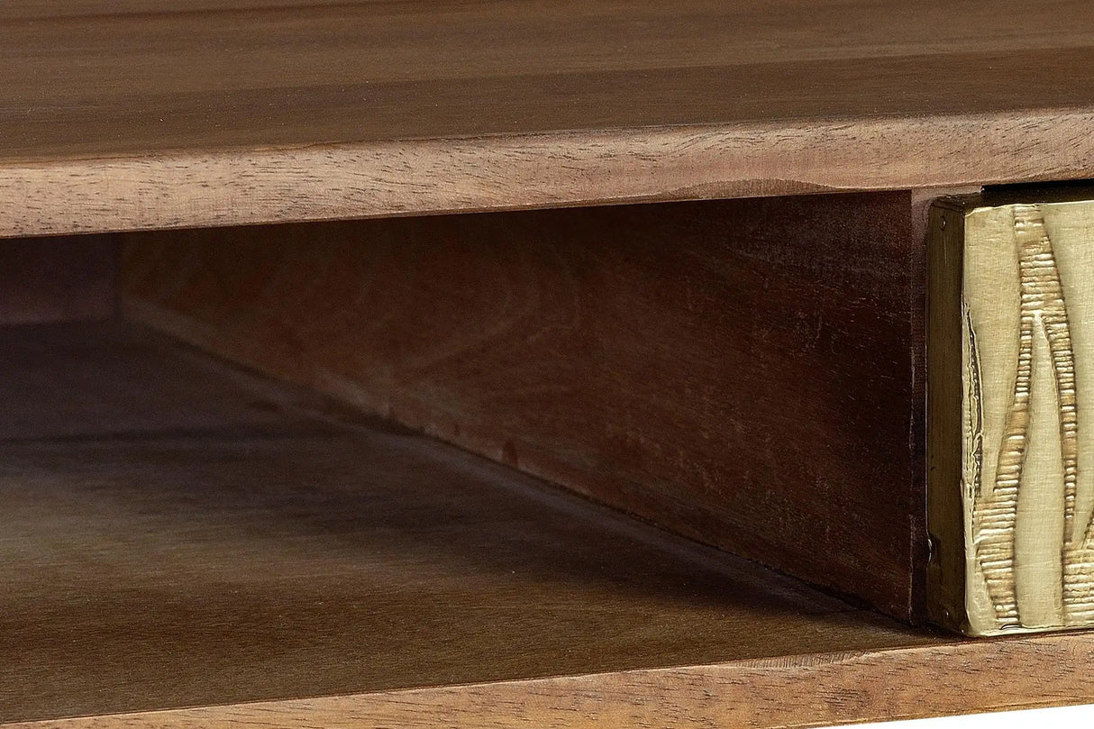 Giner and Colomer - 2-Drawer Mango Wood Desk With Bronze-Relief Fronts