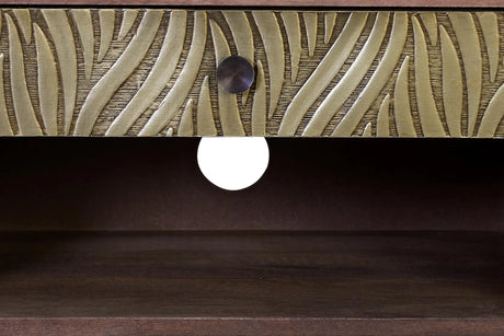 Giner and Colomer - Mango Wood TV Furniture (2 Doors, 1 Drawer) With Bronze Relief Fronts