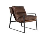 Giner and Colomer - Brown Leather Armchair With Black Metal Frame
