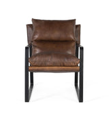 Giner and Colomer - Brown Leather Armchair With Black Metal Frame