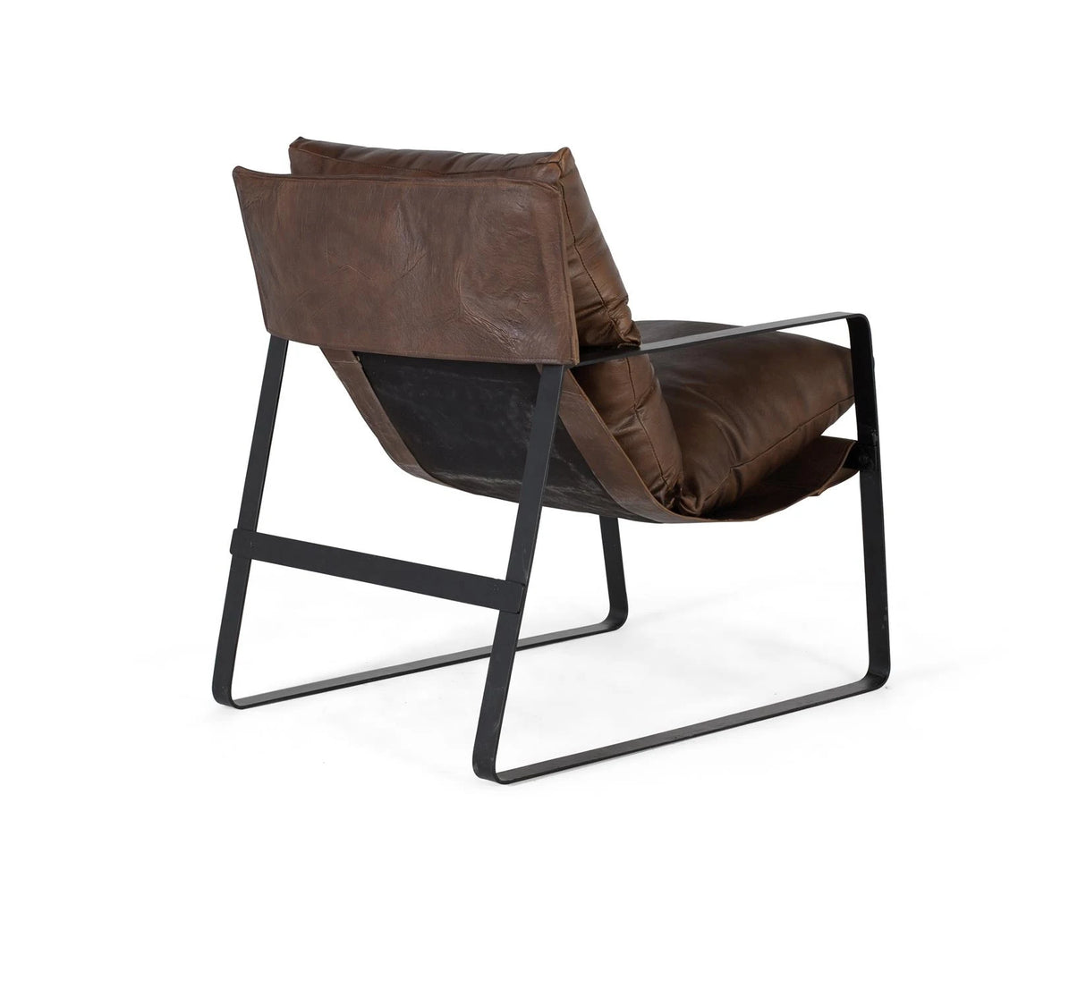 Giner and Colomer - Brown Leather Armchair With Black Metal Frame