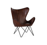Giner and Colomer - Brown Leather Armchair (Metal Frame, Seat Height: 44 cm)