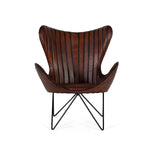 Giner and Colomer - Brown Leather Armchair (Metal Frame, Seat Height: 44 cm)