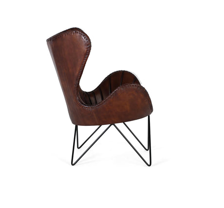 Giner and Colomer - Brown Leather Armchair (Metal Frame, Seat Height: 44 cm)