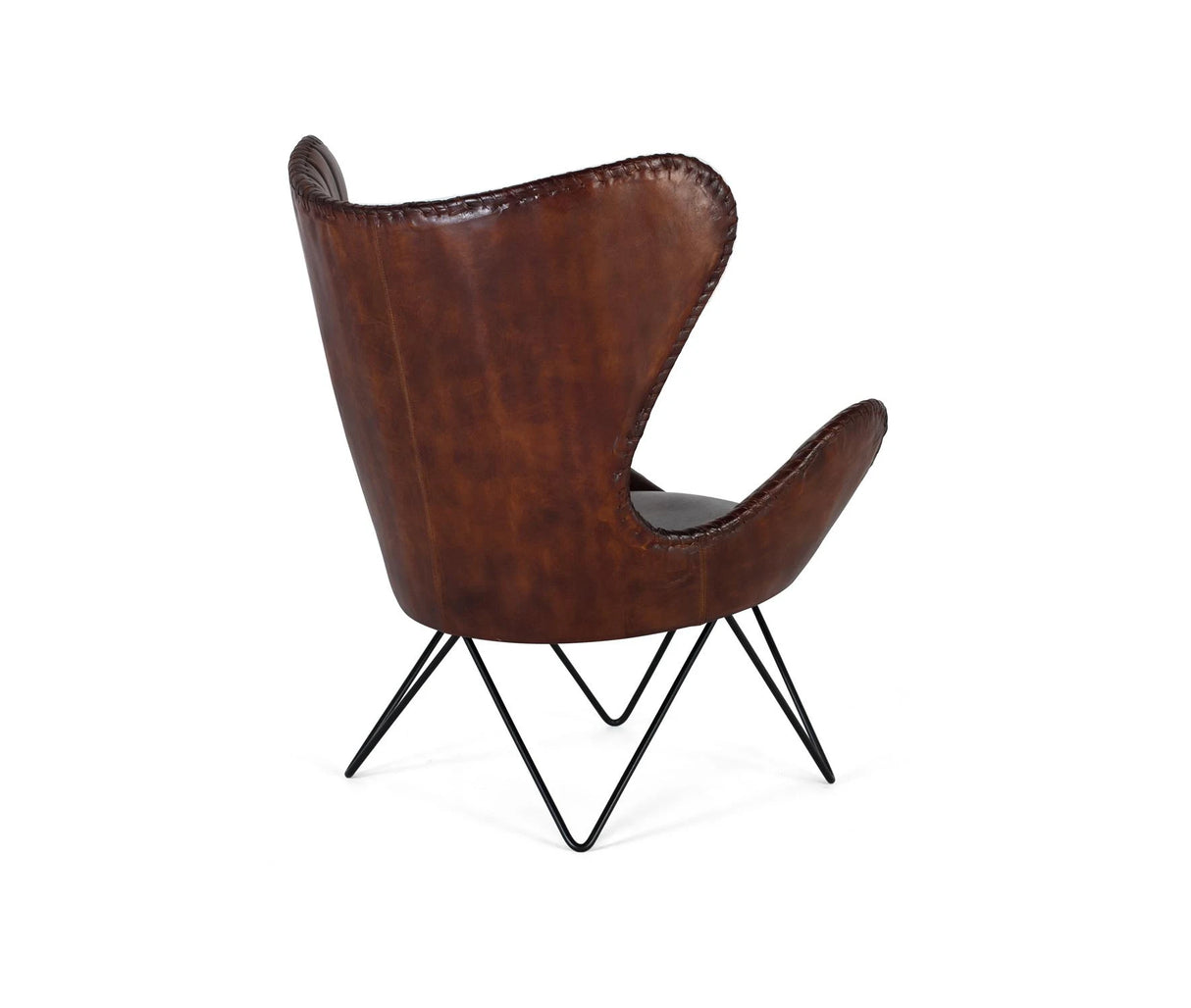 Giner and Colomer - Brown Leather Armchair (Metal Frame, Seat Height: 44 cm)