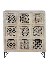 Giner and Colomer - Mango Wood Drawer Chest With Varied Front Designs & Iron Legs