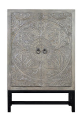 Giner and Colomer - 2-Door Mango Wood Cabinet With Iron Base (Shelves at 40 cm)