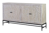 Giner and Colomer - 4-Door Mango Wood Sideboard With Hand-Carved Details