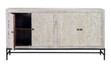 Giner and Colomer - 4-Door Mango Wood Sideboard With Hand-Carved Details