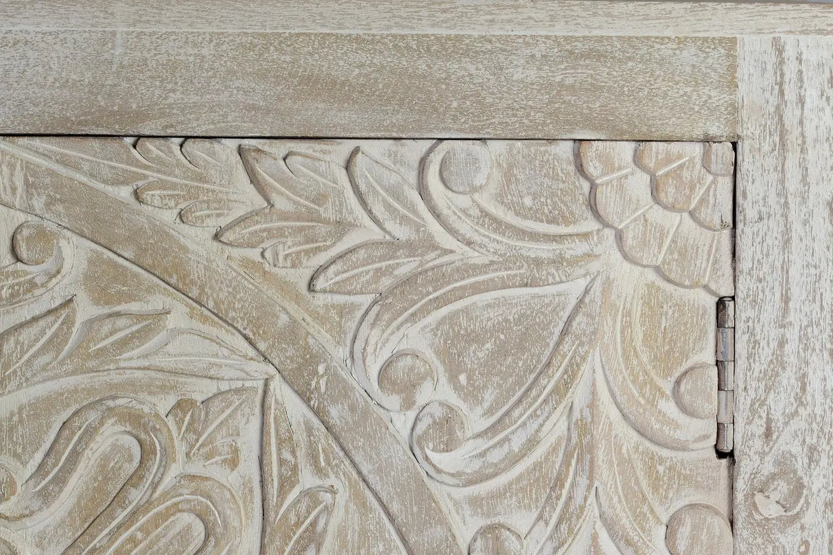 Giner and Colomer - 4-Door Mango Wood Sideboard With Hand-Carved Details