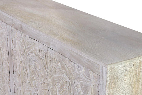 Giner and Colomer - 4-Door Mango Wood Sideboard With Hand-Carved Details