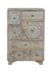 Giner and Colomer - 7-Drawer Mango Wood Telephone Unit With Hand-Painted Details