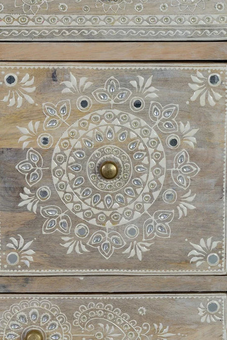 Giner and Colomer - 7-Drawer Mango Wood Telephone Unit With Hand-Painted Details