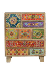 Giner and Colomer - 9-Drawer Mango Wood Telephone Unit With Hand-Painted Details