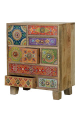 Giner and Colomer - 9-Drawer Mango Wood Telephone Unit With Hand-Painted Details