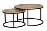 Giner and Colomer - Set Of 2 Mango Wood & Iron Tables With Hand-Painted Tops