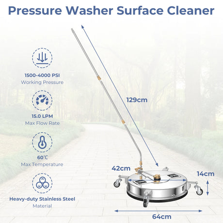 4000PSI Pressure Washer Surface Cleaner Stainless Steel with Casters