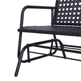 Outsunny 2 Seater PE Rattan Glider Bench, Outdoor Loveseat Chair with Steel Frame, Porch Rocking Glider for 2 Person with Armchair, High Back, Black