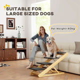 PawHut Adjustable Dog Steps Dog Ramp, 4-Step Non-slip Pet Stairs for Large Sized Dogs, Foldable Dog Stairs for Bed Sofa