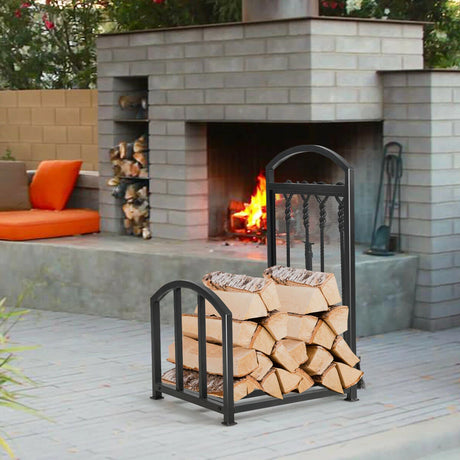 Firewood Log Rack with 4 Tools Set