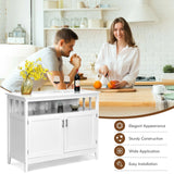 2-Door Sideboard with Open Shelf &amp; 5-Position Shelf for Kitchen &amp; Dining Room-White