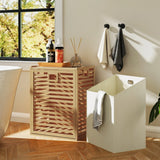 68 L Bamboo Tilt-out Bathroom Laundry Hamper with Foldable Bin-Natural