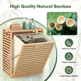68 L Bamboo Tilt-out Bathroom Laundry Hamper with Foldable Bin-Natural
