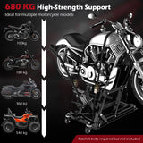 680 kg Motorcycle Hydraulic Lift with 3-Level Height Adjustable Platform-Black