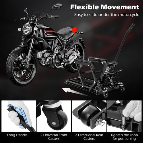 680 kg Motorcycle Hydraulic Lift with 3-Level Height Adjustable Platform-Black