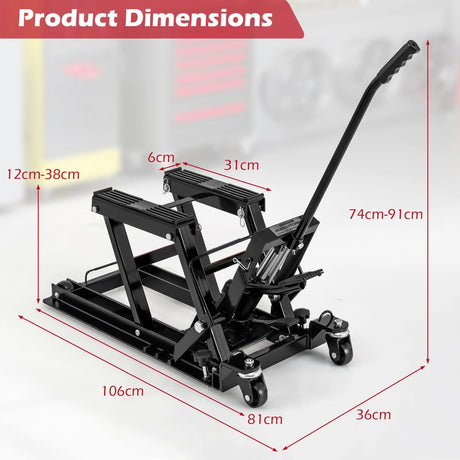 680 kg Motorcycle Hydraulic Lift with 3-Level Height Adjustable Platform-Black