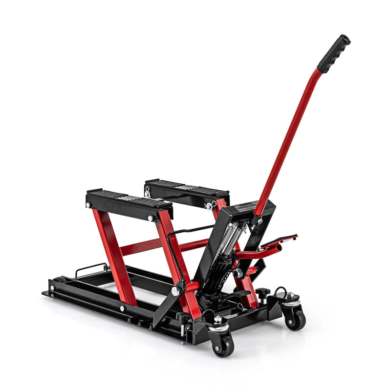 680 kg Motorcycle Hydraulic Lift with 3-Level Height Adjustable Platform-Red