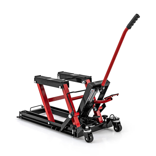 680 kg Motorcycle Hydraulic Lift with 3-Level Height Adjustable Platform-Red